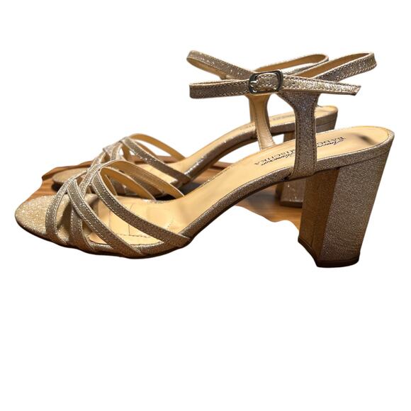 BADGLEY MISCHKA American Glamour Womens 10 Rose Gold Strappy Sparkle Sandal - Picture 3 of 16